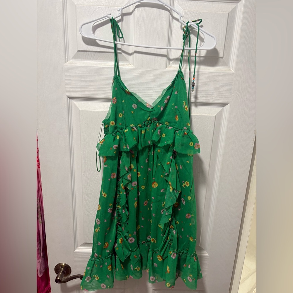 Evolutionary Vibrant Green Floral Dress